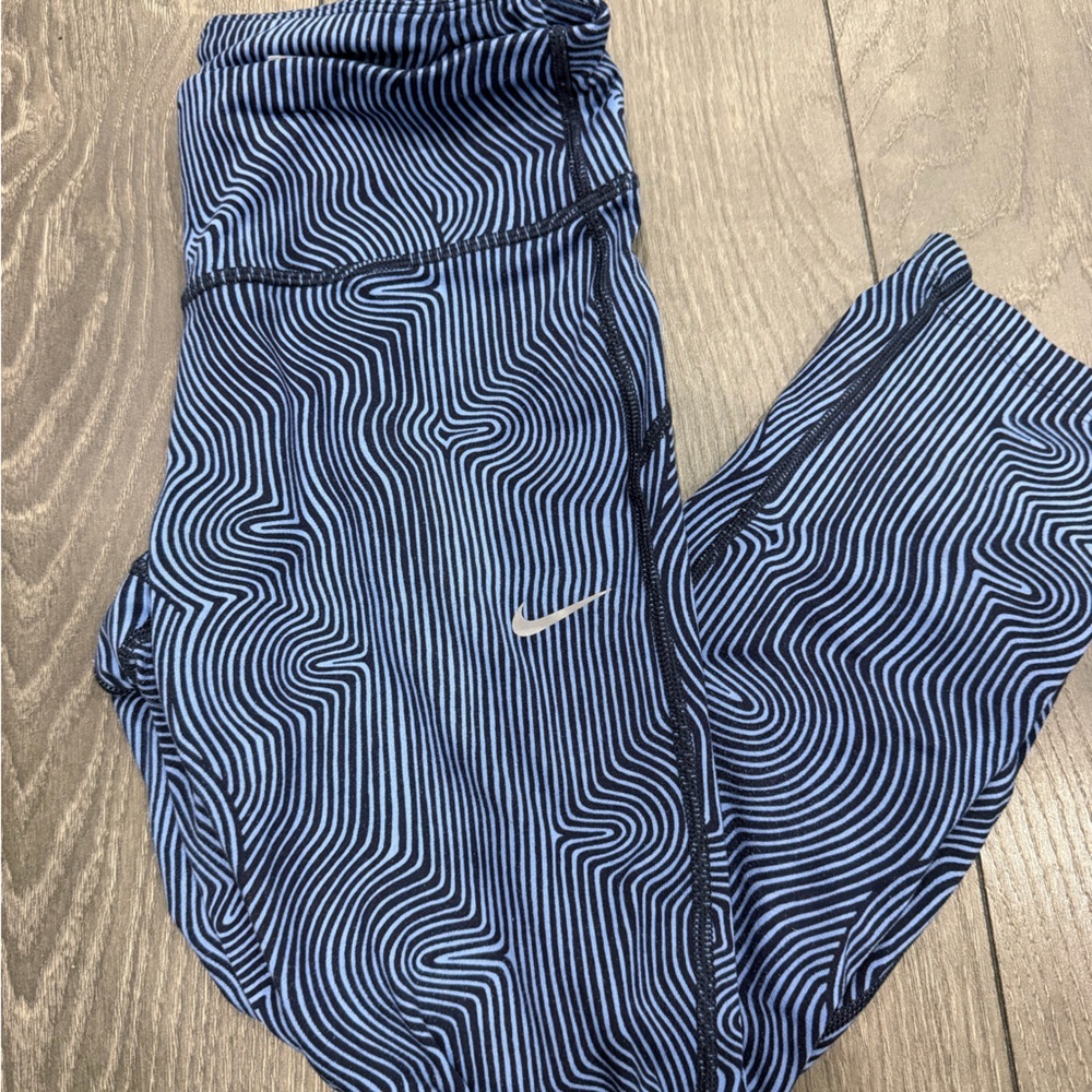 Nike Dri-FIT Striped Blue and Black Leggings